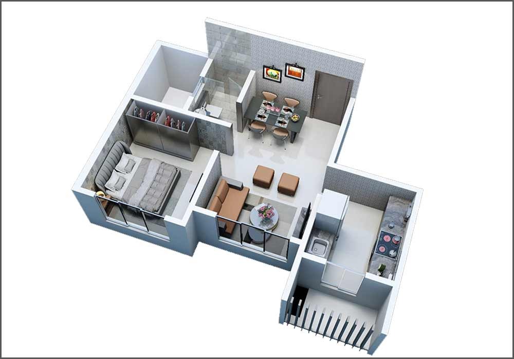 1 BHK floor plan