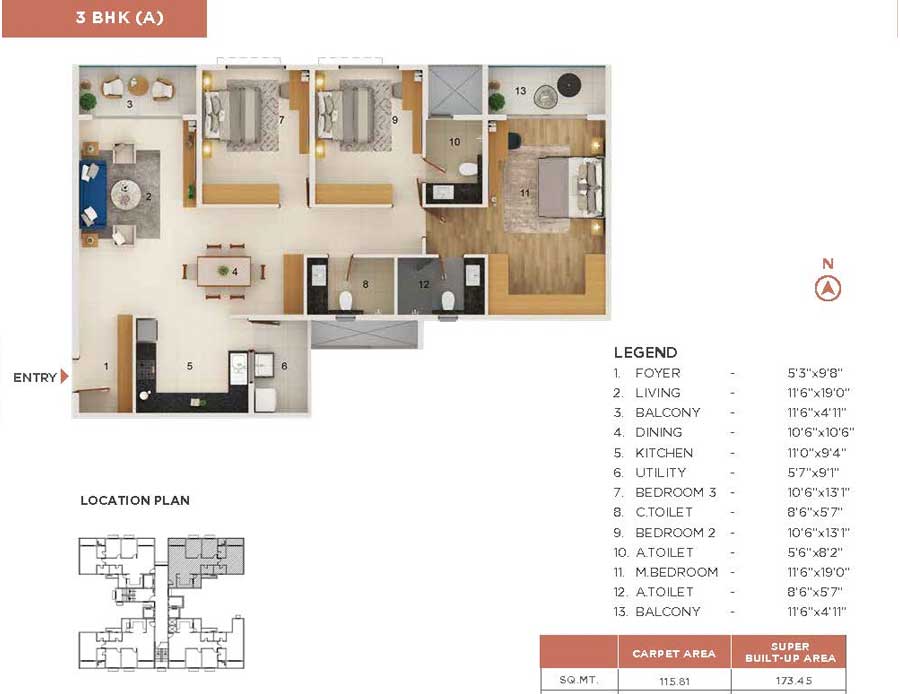 Floor Plan 3 BHK